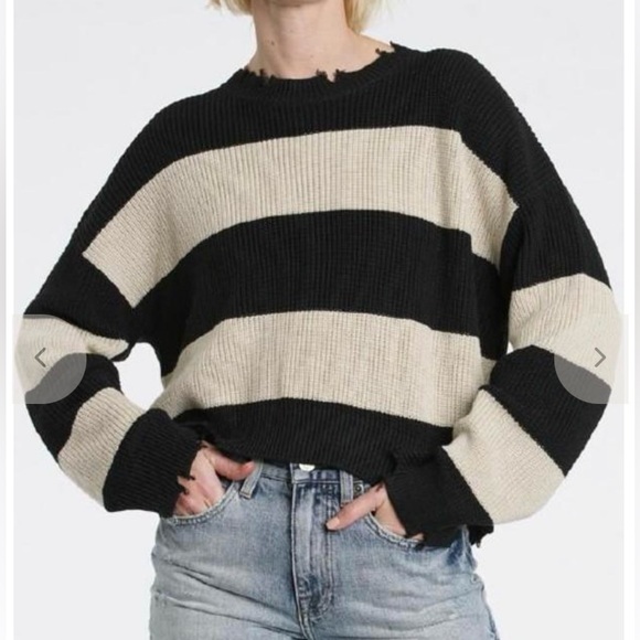 pistola Sweaters - Pistola Black and Cream Women’s Stripe Sweater Size S